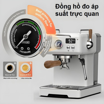 Máy pha cà phê Espresso chuyên nghiệp thương hiệu Mỹ cao cấp HiBREW H10 Plus - Hàng Nhập Khẩu