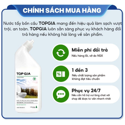 Combo 4 chai tẩy rửa bồn cầu TopGia 500ml, kháng khuẩn, khử mùi hôi, tẩy sạch vết bẩn hiệu quả.