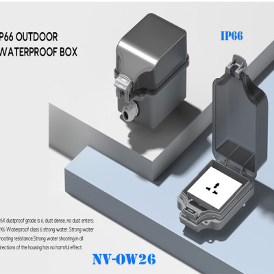 Ổ cắm điện ngoài trời chống nước IP66 Novalink NV-OW26 nhập khẩu chính hãng | Chuẩn IP66, 1 ổ cắm 3 chấu 16A