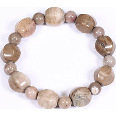 Vòng tay gỗ hóa thạch hạt lục giác viên đá 12x12.5mm mệnh hỏa, mộc - Ngọc Quý Gemstones