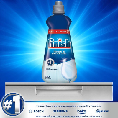 Combo 2 chai nước làm bóng và khô bát, đĩa Finish Dishwasher Rinse & Shine Aid Regular 400ml (2x400ml)
