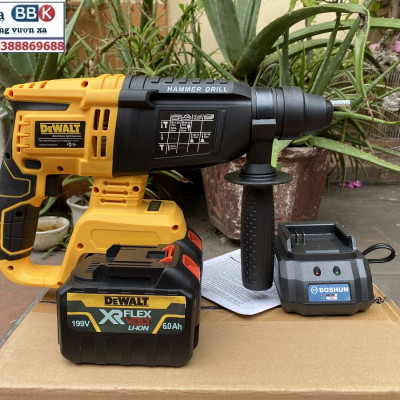 [LOẠI 1] Máy Khoan Đục Bê Tông 199V - 3 Chức Năng: Khoan, khoan búa, đục - Động Cơ Không Chổ Than 100% Lõi Đồng