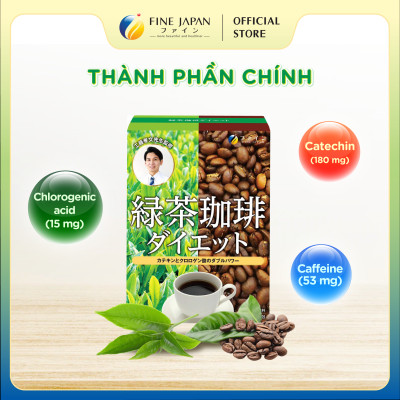 Trà cà phê hỗ trợ giảm cân Green tea & Diet coffee FINE JAPAN đẩy nhanh quá trình đốt cháy mỡ thừa hộp 30 gói