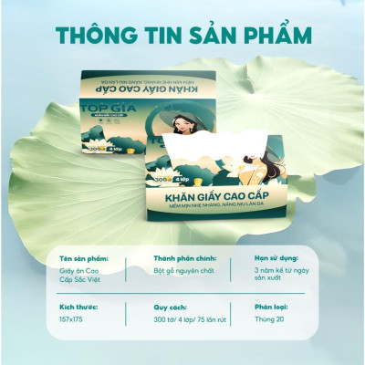 Khăn giấy rút Sắc Việt gói lớn thùng 20 gói 300 tờ 4 lớp siêu dai và an toàn cho da