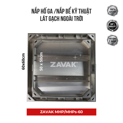 Nắp hố ga Zavak MHP-AA60 KT60x60cm, lát đá dày 2cm, chịu tải xe 3.2 tấn, inox 304