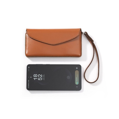 Ví da nắp nhọn cho Samsung S25 Edge, chất liệu da bò, hiệu Khắc Tên - Hàng chính hãng