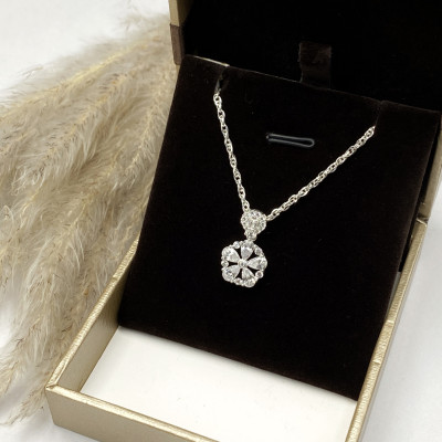 Dây Chuyền Bạc Nữ Dây Xoắn Kép Hoa 5 Cánh Bạc Hiểu Minh DMD559