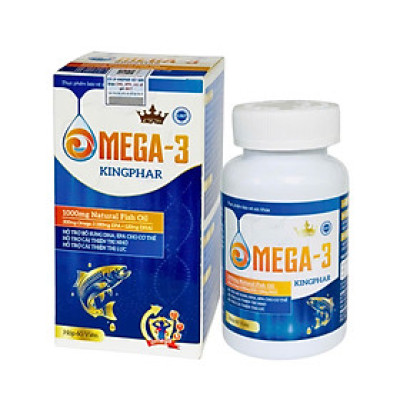 Viên uống Dầu cá Omega 3 Kingphar 1000mg, lọ 60 viên, bổ mắt, bổ não