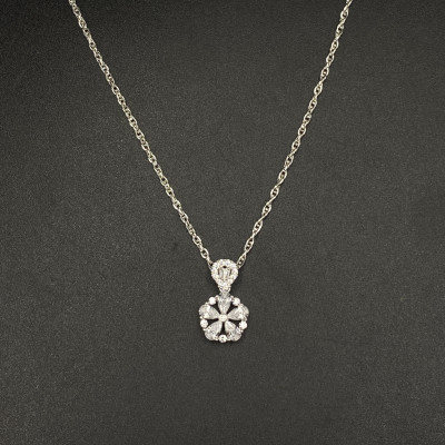 Dây Chuyền Bạc Nữ Dây Xoắn Kép Hoa 5 Cánh Bạc Hiểu Minh DMD559