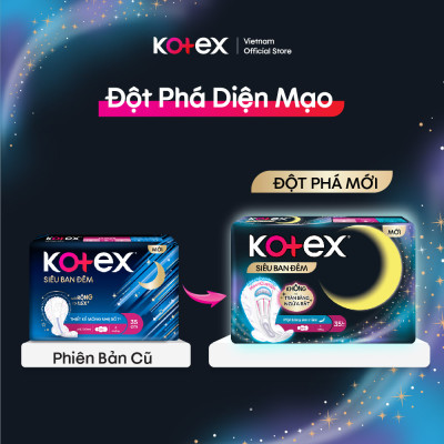 Lốc 4 gói BVS Kotex Siêu Ban Đêm 28cm Mặt lưới Đệm bông chống tràn sau 12 miếng