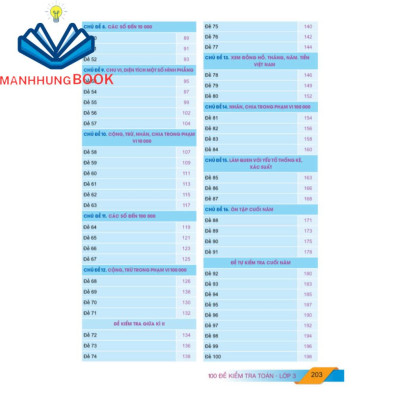 Sách - 100 Đề Kiểm Tra Toán Lớp 3 - Biên soạn theo chương trình GDPT mới.