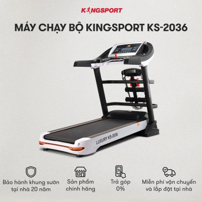 Máy chạy bộ tại nhà Kingsport Luxury KS-2036 có chức nâng dốc tự động, kèm theo đai massage và thanh gập bụng