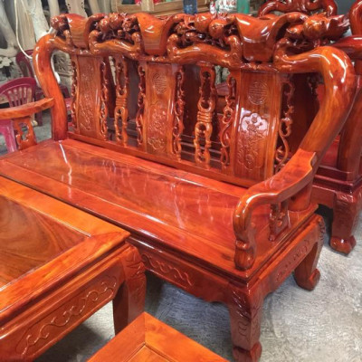 Bộ bàn ghế quốc đào tay 10 gỗ xà cừ 6 món