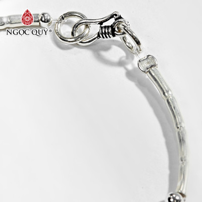 Vòng Tay Bạc 1 Hạt Đá Obsidian Phối Charm Bàn Tay Hamsa Bạc Mệnh Thủy, Mộc - Ngọc Quý Gemstones