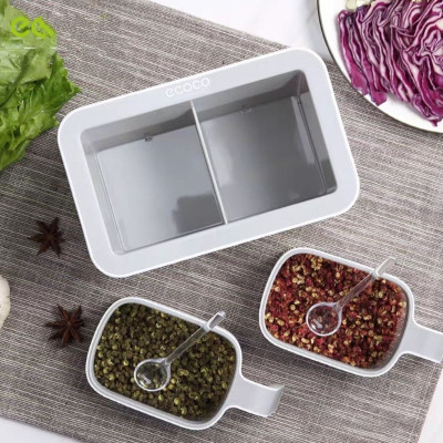 ( hàng cao cấp ) kệ hộp gia vị 3N & 2N -  hộp đựng gia vị thông minh kèm thìa bằng nhựa ABS gắn tường không cần khoan đục