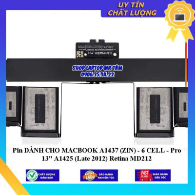 Pin dùng cho MACBOOK A1437 Pro 13" A1425 (Late 2012) Retina MD212 - Hàng Nhập Khẩu New Seal