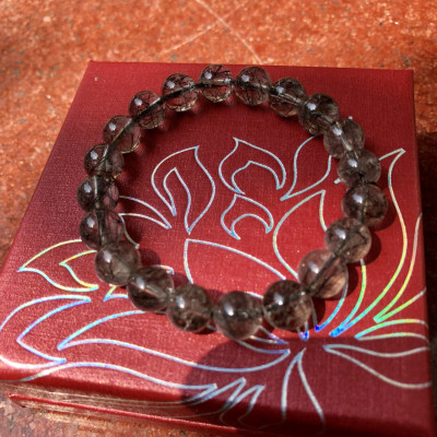 Vòng Thạch Anh Tóc Đen Trong 9mm