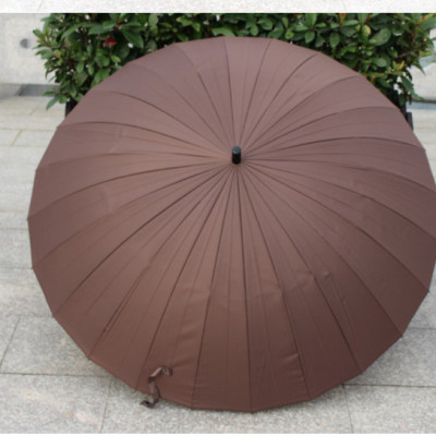Ô đi mưa cán dài cỡ lớn dù đi mưa cao cấp 24 nan siêu chắc chắn màu nâu
