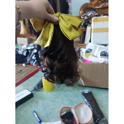 tóc cột xoăn đính nơ ngắn cho bé và người lớn cao cấp