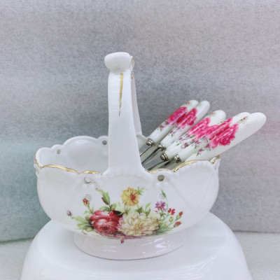 BỘ GIỎ KÈM 6 DĨA CÁN SỨ - ANTH622