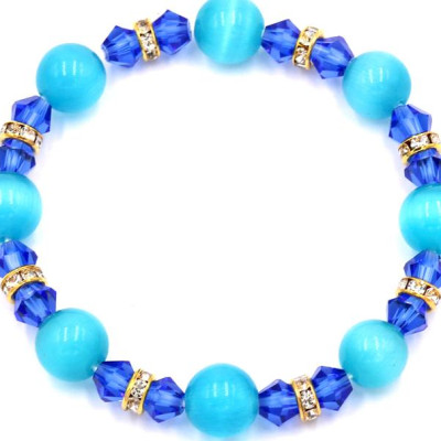 Chuỗi tay đá mắt mèo xanh 10 ly FTMXX7