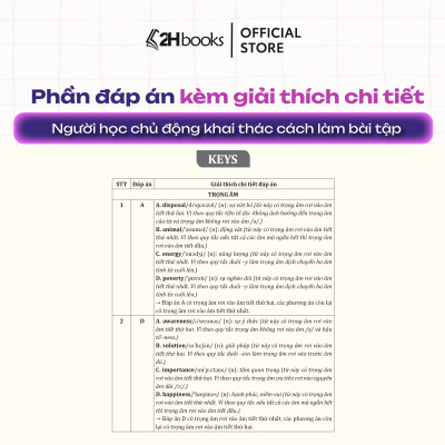 Sách 30 Chủ đề từ vựng Tiếng Anh, 4000 từ vựng, 2000 câu hỏi trắc nghiệm, tiếng anh cô Trang Anh, Tập 2, 2HBooks
