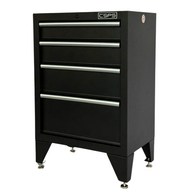 Tủ dụng cụ CSPS 61cm - 04 hộc kéo màu đen kèm chân tủ (tay cầm trắng)
