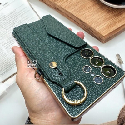 Ốp Lưng Cho Samsung S25 Ultra / S24 Ultra Ví Da Có Quai Xỏ Tay + Dây Đeo Dài - BUM STORE GALAXY CASE
