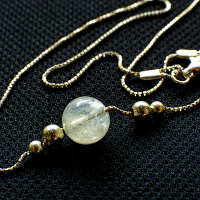 Dây Chuyền Phong Thủy Đá Mặt Trăng MoonstoneThiên Nhiên Bạc 925, Bao Kiểm Định, Món Qùa Trang Sức Ý nghĩa May Mắn Tài Lộc DC005