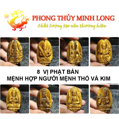 Mặt dây chuyền phật bản mệnh 12 con giáp đá mắt hổ 5A
