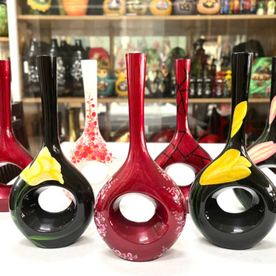 Bình Hoa  sơn mài - Mã B70 size 35x16 cm cắm hoa, trang trí kệ, bàn làm việc, quà tặng ý nghĩa