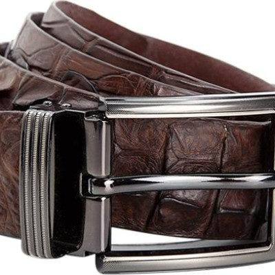 Thắt Lưng Nam Da Cá Sấu Nguyên Con Bản Lớn Đầu Kim Huy Hoàng HT4769 - Nâu Đất