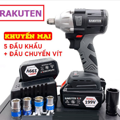 Máy siết bulong Không chổi than RAKUTEN 199V tặng đầu chuyển thành máy bắn tôn.máy bắt vít