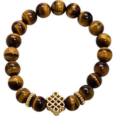 Vòng Tay Phong Thủy Nữ Đá Mắt Hổ Vàng Nâu Phối Charm Si (8mm) Mệnh Thổ, Kim Ngọc Quý Gemstones