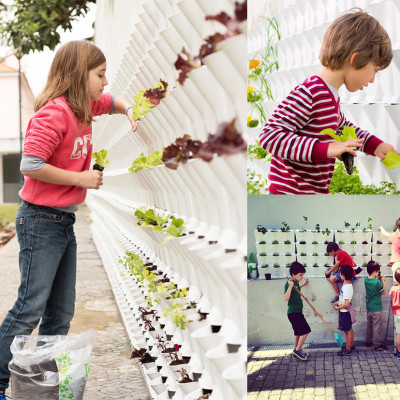 Khung Module Rau Ban Công (1M2 xếp ngang Có Tưới Nhỏ giọt bán tự động) dạng Đứng VerticalMinigarden nhập khẩu Bồ Đào Nha với 8 chậu kèm 2 Tray hứng nước và bộ dây tưới nhỏ giọt lắp sẵn