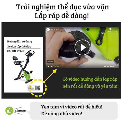 Xe đạp thể thao tại nhà gấp gọn 10 cấp độ kháng lực cảm biến nhịp tim hoạt động êm ái tải trọng 120kg