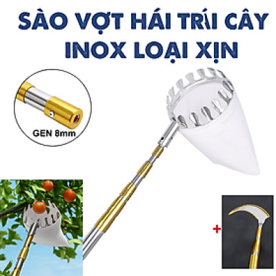 Dụng Cụ Hái Trái Cây Inox Rút Dài 6M – Bộ Sào Vợt + 4 Phụ Kiện Hàng Xịn Loại 1