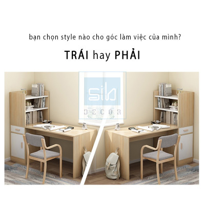 Bàn Học Kết Hợp Kệ Sách Dài 140cm Để Phòng Ngủ, Góc Làm Việc SIB Decor (Không Gồm Ghế) BLV03