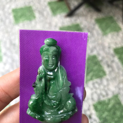 MẶT DÂY CHUYỀN PHẬT QUAN ÂM ĐÁ CẨM THẠCH TỰ NHIÊN XANH LAM 3 MÀU XANH ĐẬM NHẸ HƠI TRẮNG XíU ĐẸP 55mm đk 29mm dầy 7mm 