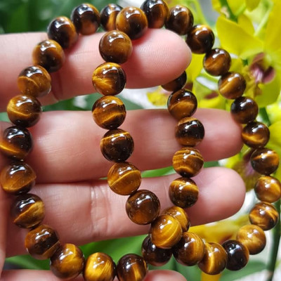 Vòng tay phong thuỷ may mắn nữ đá mắt hổ tự nhiên vàng nâu bóng mượt đẹp Size nữ vòng hạt 8mm Vòng hợp nữ mệnh kim mệnh thổ mệnh Thủy đeo tay đẹp ạ 