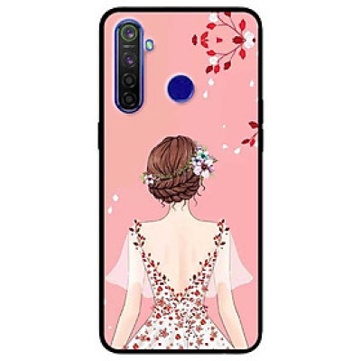 Ốp lưng dành cho Realme 6i mẫu Cô Gái Váy Hồng Nền Hồng