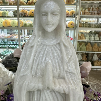 Tượng Chúa chấp tay, Đức Mẹ Maria đá cẩm thạch trắng - Cao 50 cm