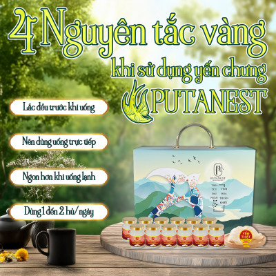 Yến chưng Đường phèn PUTANEST hộp quà tặng cao cấp 12 hũ 70ml đẹp da ngủ ngon tăng sức đề kháng