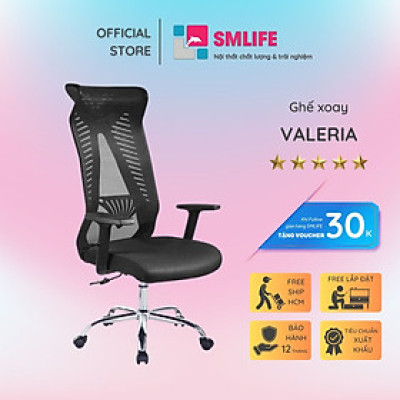 Ghế xoay nhân viên lưng cao bọc lưới SMLIFE Valeria