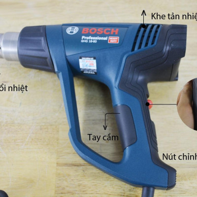 MÁY THỔI HƠI NÓNG 1800W (50 – 600 °C) BOSCH GHG 18-60 - HÀNG CHÍNH HÃNG