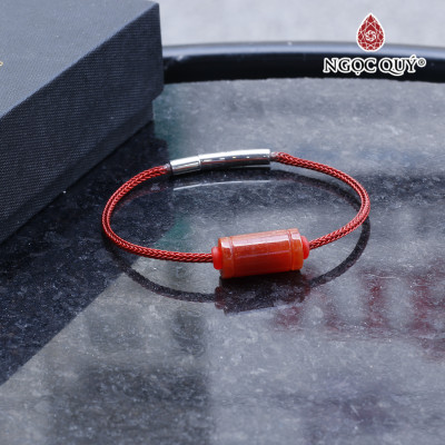 Vòng tay xỏ lu vuông đá cẩm thạch huyết mệnh hỏa , thổ - Ngọc Quý Gemstones