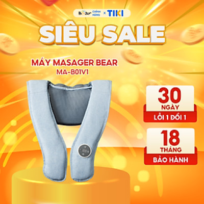 Máy Massage Vai Gáy Bear Mát Xa Đấm Lưng Làm Nóng Bằng Hồng Ngoại Cao Cấp MA-B01V1-Hàng Chính Hãng