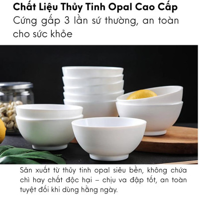 Bộ 6 bát (chén) cơm thủy tinh Luminarc Diwali 12cm N3973*6, dùng lò vi sóng, máy rửa bát | Hàng chính hãng