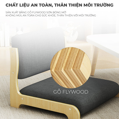 Ghế ngồi bệt kiểu Nhật có tựa lưng mặt đệm êm ái thương hiệu IGA - PG22