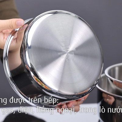 Bộ Nồi Chảo Inox Cán Rời 9 Món Không chống dính – Giải pháp nấu ăn đa năng cho gia đình.
